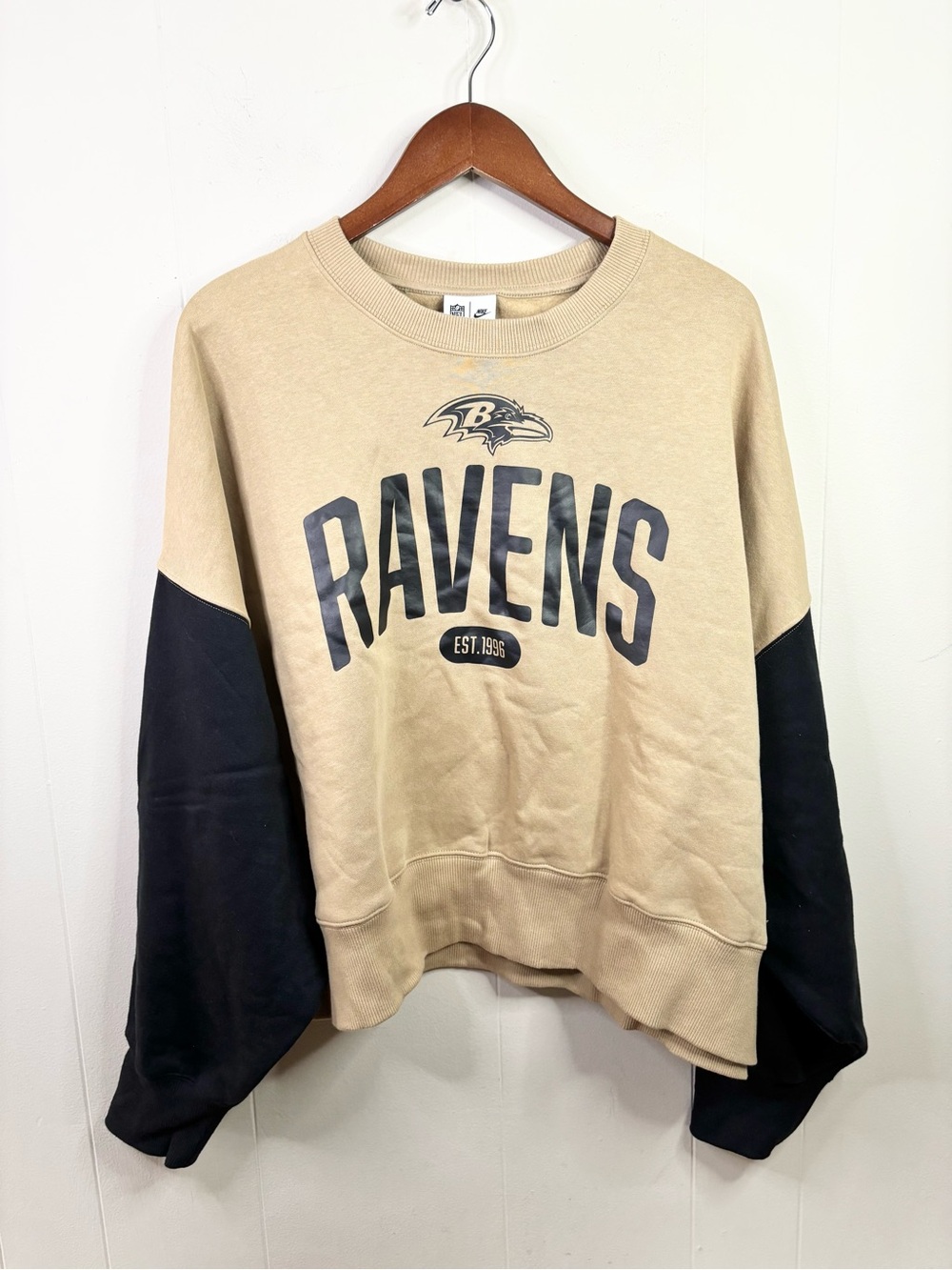 Nike Baltimore ravens cropped oversized colorblock sweatshirt logo graphic XL